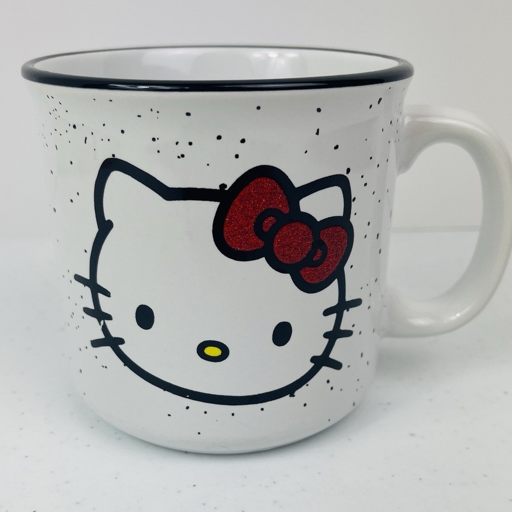 Hello Kitty Speckled Ceramic Coffee Tea Camper Mug Sanrio 20oz